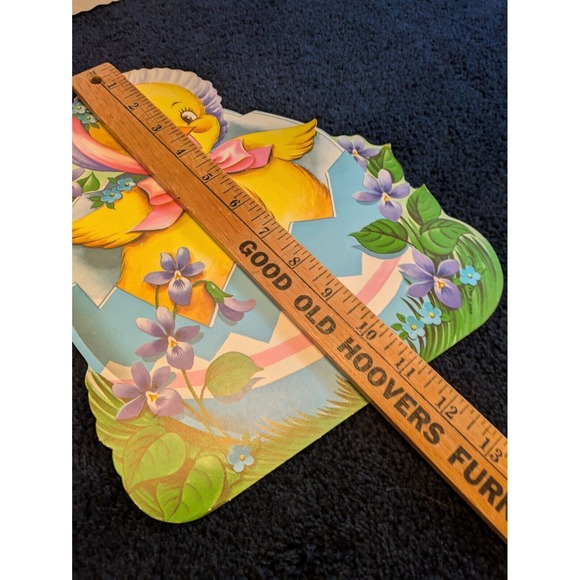 1958 Easter Bunny Chick‎ Easter Eggs Purple Flowers Die Cut Lot 4 Grannycore - Picture 4 of 5